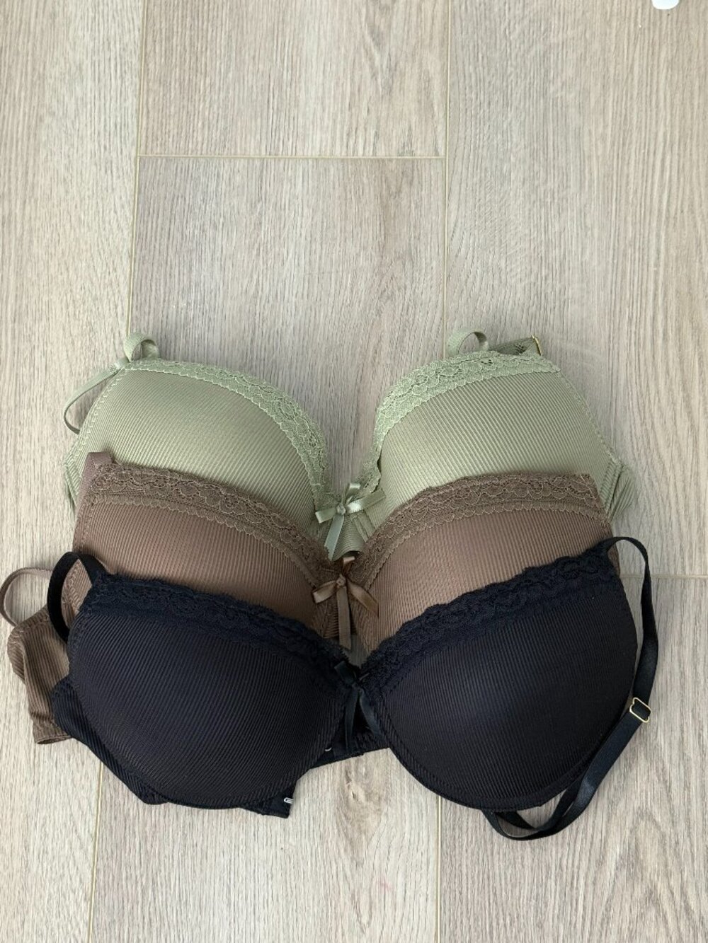 Black, Brown, and Sage Green Underwire Bra